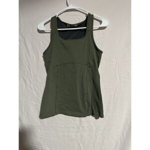 Women's Athleta Peek Tank Sz S = Forest Green Support‎ Built in Shelf Bra